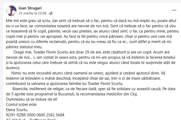 Florin Scurtu tatal unui copil de doi ani are nevoie de ajutor A fost diagnosticat cu cancer si va suferi o interventie la Bucuresti