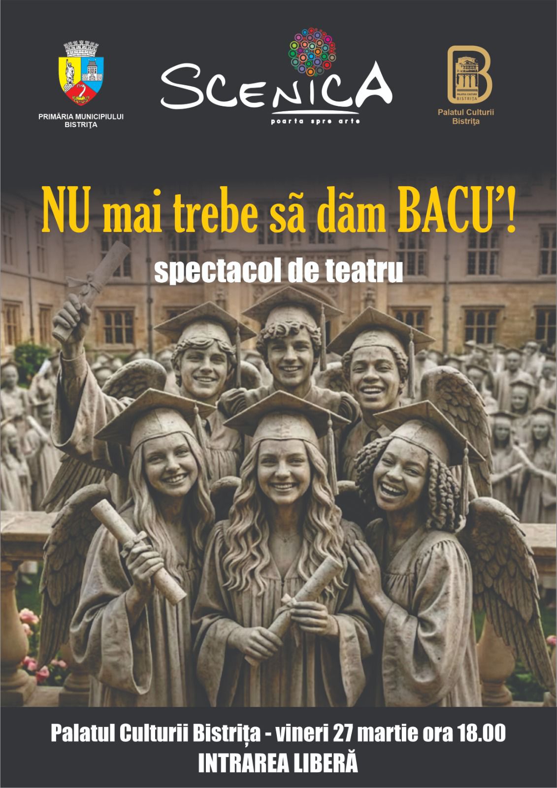 teatru doua spectacole speciale la bistrita cu scenica si corint se fac inscrieri pentru trupa de liceeni