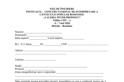 Inscrierile pentru concursul Festivalului Valeria Peter Predescu Marele Premiu sunt deschise