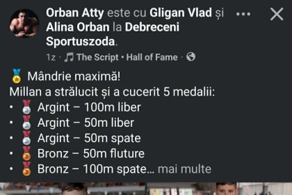 Millan copilul minune din Beclean si a daruit de Paste CINCI medalii la o competitie dificila de inot