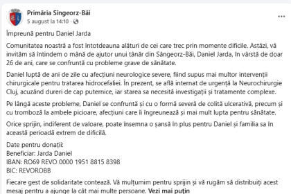 Daniel Jarda un tanar de 26 de ani este imobilizat la pat Viceprimarul din Sangeorz Bai Are nevoie de sprijinul nostru al tuturor