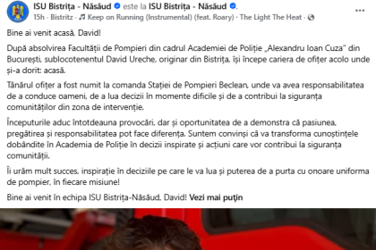 David Ureche devine comandant al Statiei de Pompieri Beclean la doar 22 de ani Est e o onoare si o mare responsabilitate