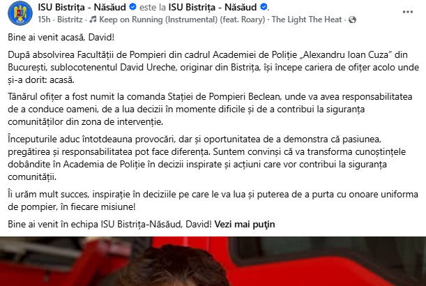 David Ureche devine comandant al Statiei de Pompieri Beclean la doar 22 de ani Est e o onoare si o mare responsabilitate