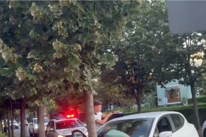 VIDEO A lovit un copac de pe Crinilor dupa care a plecat pe jos