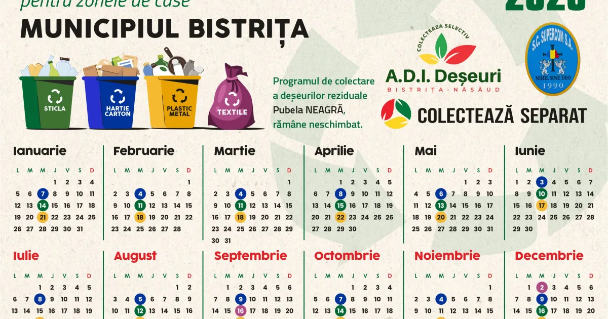 Colectare deșeuri reciclabile în Bistrița și localitățile componente, octombrie 2026