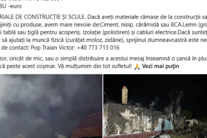 Incendiu la Ragla. Primarul din Dumitrița: „Au rămas doar în șlapi și hainele de pe ei!”