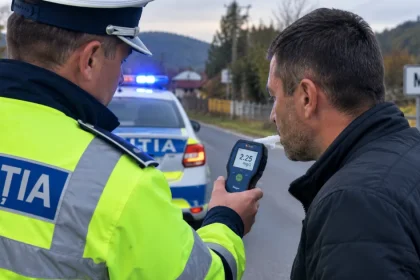Record la etilotest: un bărbat din Maieru, prins cu 2,25 mg/l alcool pur în aerul expirat